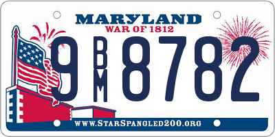 MD license plate 9BM8782