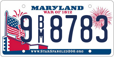 MD license plate 9BM8783