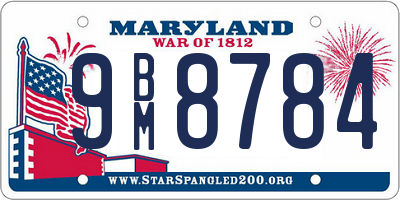 MD license plate 9BM8784