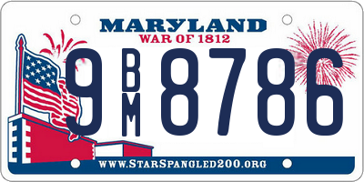 MD license plate 9BM8786