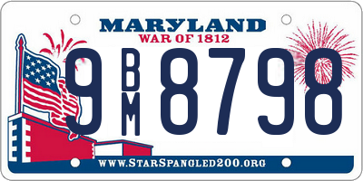 MD license plate 9BM8798