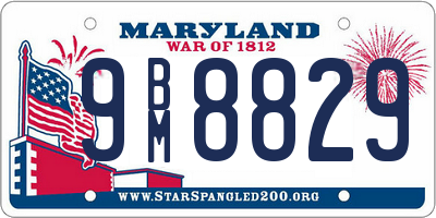 MD license plate 9BM8829