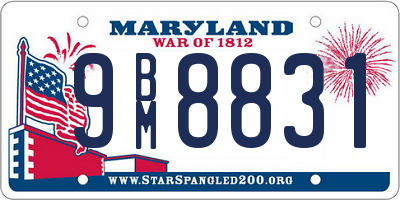 MD license plate 9BM8831