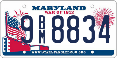 MD license plate 9BM8834