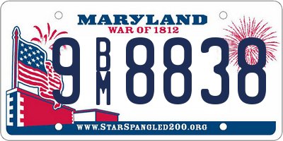 MD license plate 9BM8838