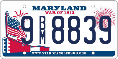 MD license plate 9BM8839