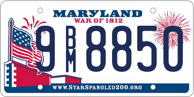 MD license plate 9BM8850