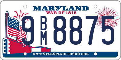 MD license plate 9BM8875