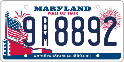 MD license plate 9BM8892