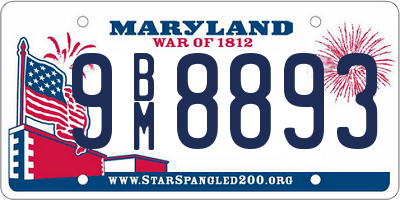 MD license plate 9BM8893