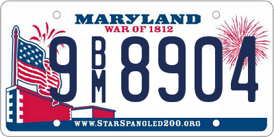 MD license plate 9BM8904