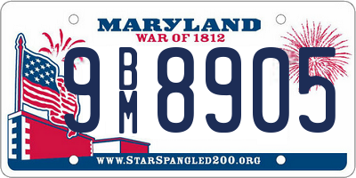 MD license plate 9BM8905