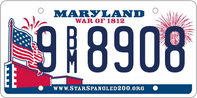 MD license plate 9BM8908