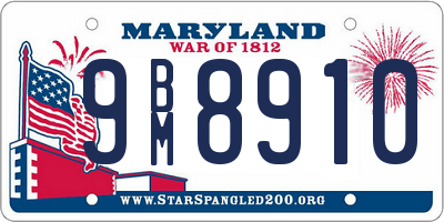 MD license plate 9BM8910