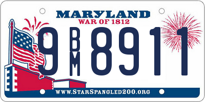 MD license plate 9BM8911