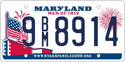 MD license plate 9BM8914