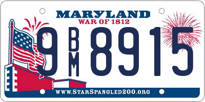 MD license plate 9BM8915