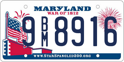 MD license plate 9BM8916