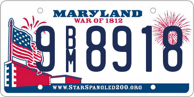 MD license plate 9BM8918