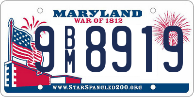 MD license plate 9BM8919