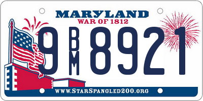 MD license plate 9BM8921