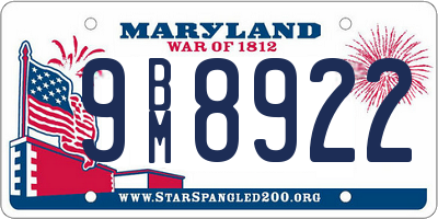 MD license plate 9BM8922