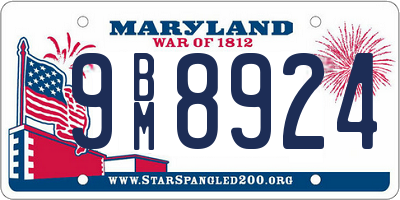 MD license plate 9BM8924