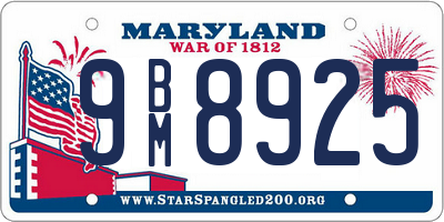 MD license plate 9BM8925