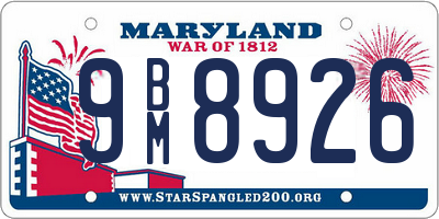 MD license plate 9BM8926