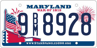 MD license plate 9BM8928