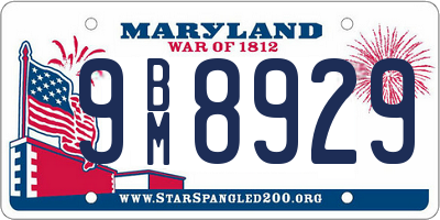 MD license plate 9BM8929