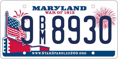 MD license plate 9BM8930