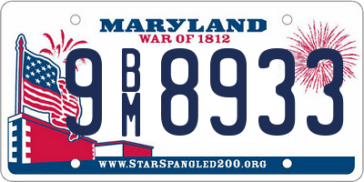 MD license plate 9BM8933