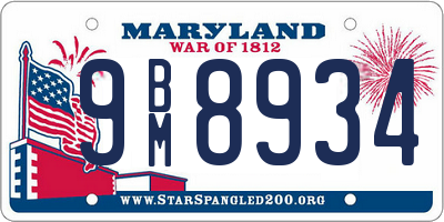 MD license plate 9BM8934