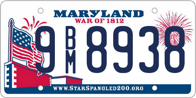 MD license plate 9BM8938