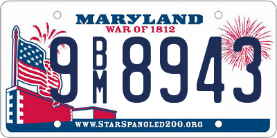 MD license plate 9BM8943