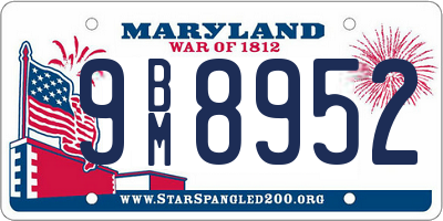 MD license plate 9BM8952