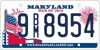 MD license plate 9BM8954