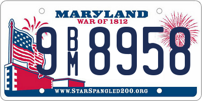 MD license plate 9BM8958