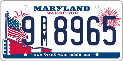 MD license plate 9BM8965