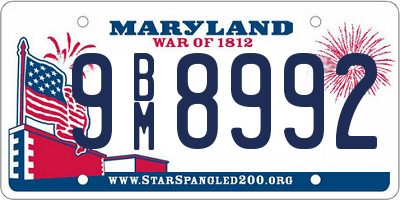 MD license plate 9BM8992