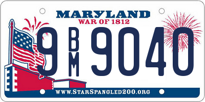 MD license plate 9BM9040