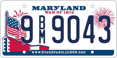 MD license plate 9BM9043