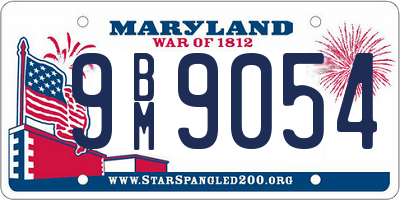 MD license plate 9BM9054