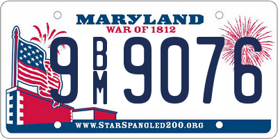 MD license plate 9BM9076