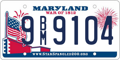 MD license plate 9BM9104