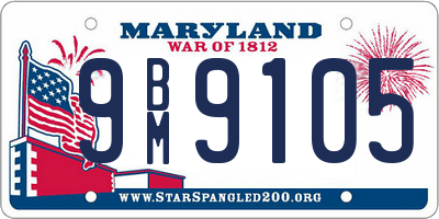 MD license plate 9BM9105