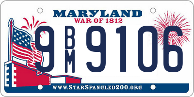 MD license plate 9BM9106