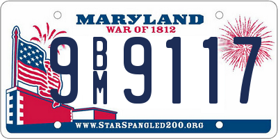 MD license plate 9BM9117