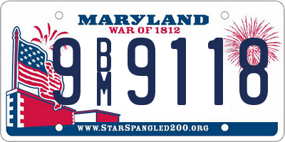 MD license plate 9BM9118